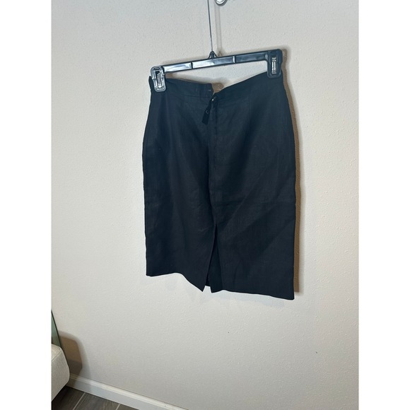 Vintage Ralph Lauren Black Linen Pencil Skirt Size 6 - Picture 2 of 3